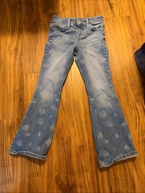 Women’s Light Blue Floral Print Flared Jeans